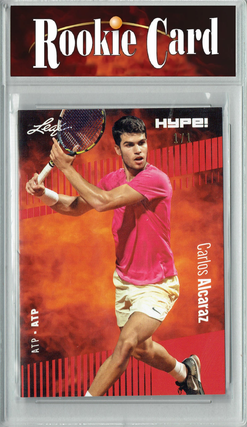Certified Mint+ Carlos Alcaraz 2023 Leaf HYPE #108 Red Blank Back #1/1 Rare Trading Card
