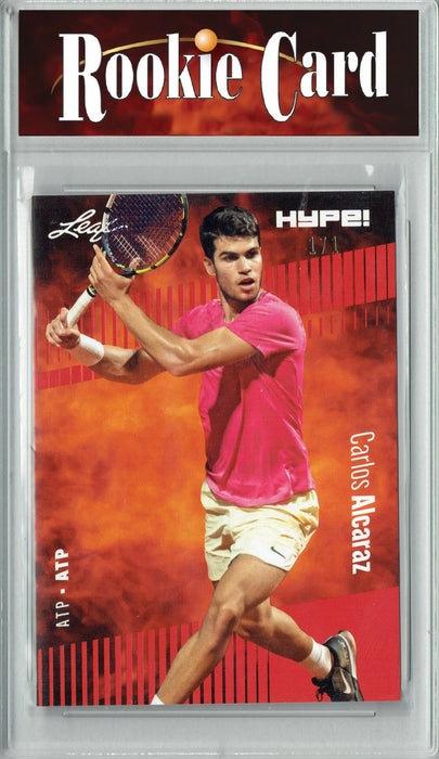 Certified Mint+ Carlos Alcaraz 2023 Leaf HYPE! #108 Red Blank Back #1/1 Rookie Card