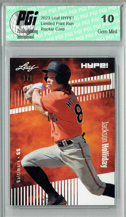 Jackson Holliday 2023 Leaf HYPE! #124 White Blank Back #1/1 Rookie Card PGI 10