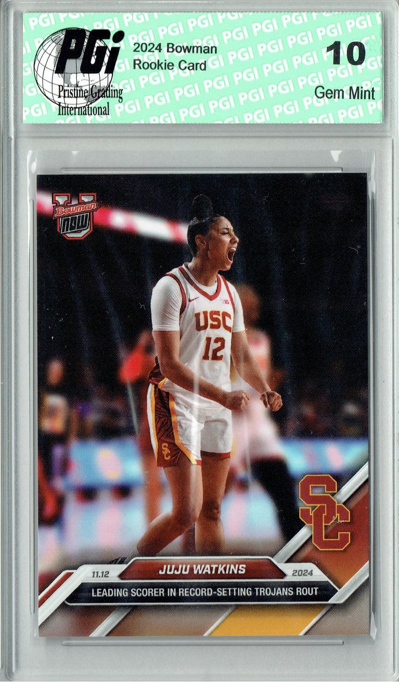 JuJu Watkins 2024 Bowman University Now #9 Record Setting Rookie Card PGI 10