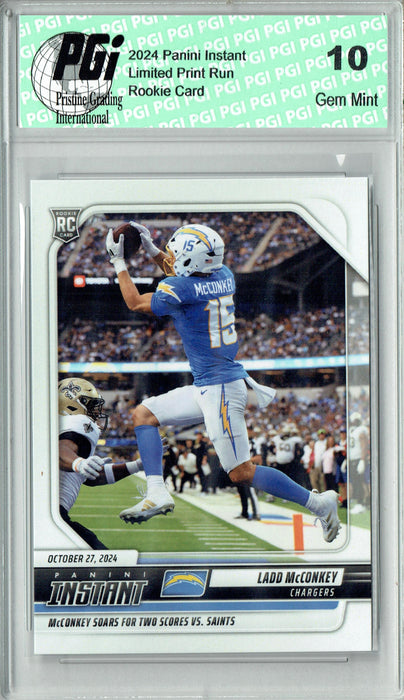 Ladd McConkey 2024 Panini Instant #108 Only 192 Made! Rookie Card PGI 10