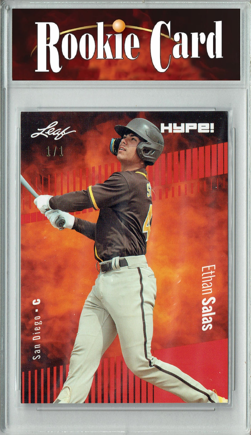 Certified Mint+ Ethan Salas 2023 Leaf HYPE #119 Red Blank Back #1/1 Rookie Card San Diego Padres