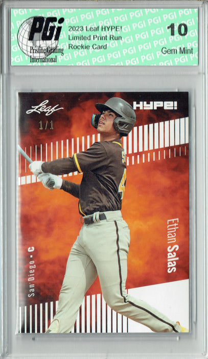 Ethan Salas 2023 Leaf HYPE! #119 White Blank Back #1/1 Rookie Card PGI 10