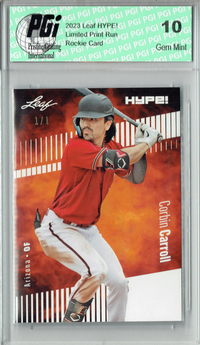 Corbin Carroll 2023 Leaf HYPE! #109 White Blank Back #1/1 Rookie Card PGI 10