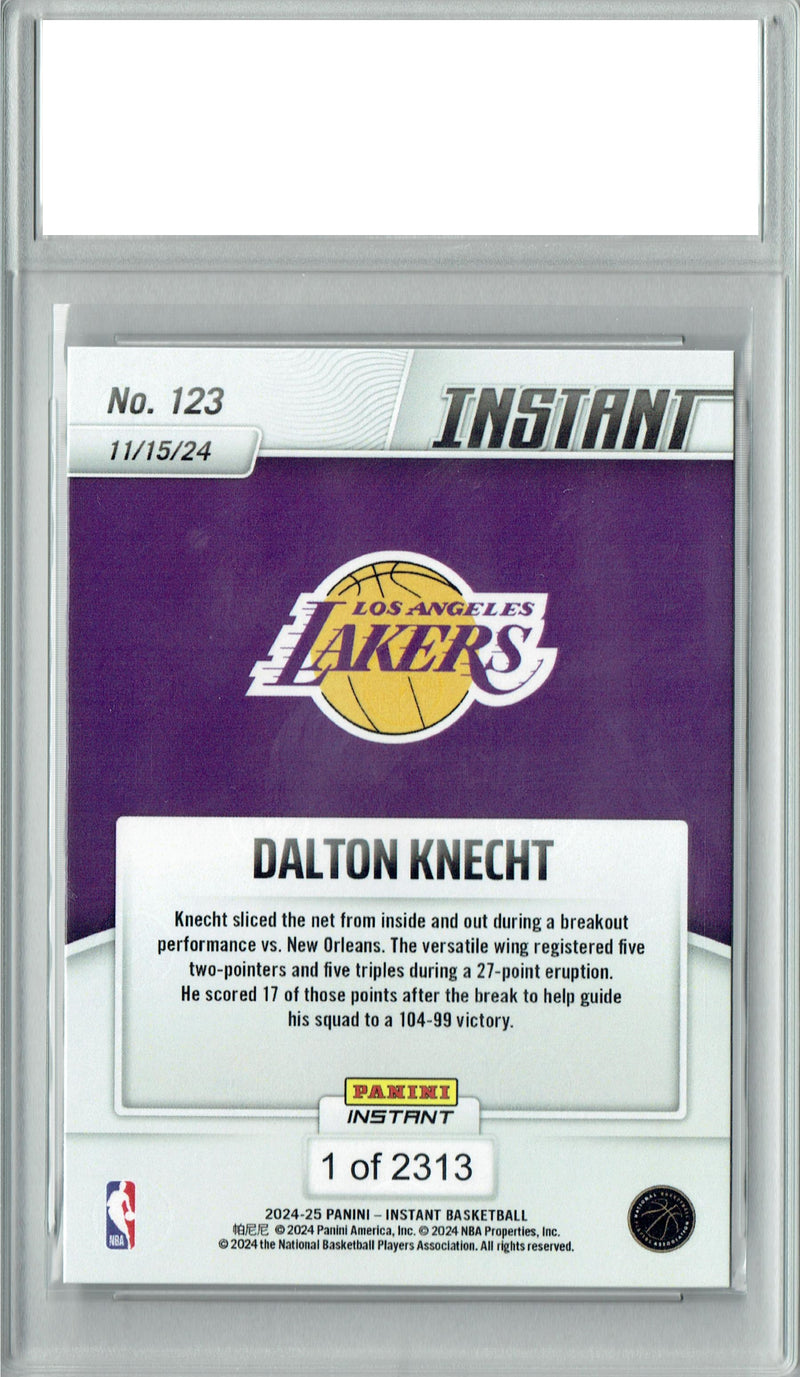 Dalton Knecht 2024 Panini Instant #123 Los Angeles Lakers Rookie Card PGI 10