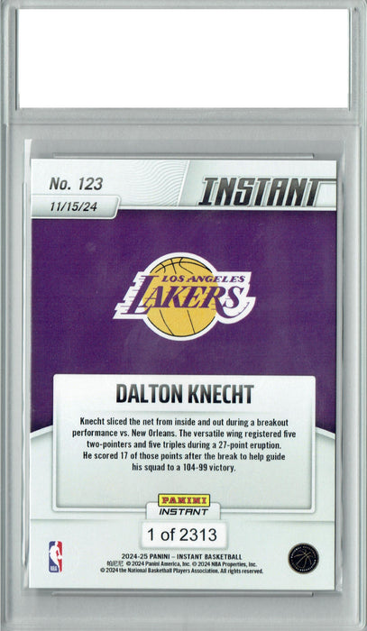 Certified Mint+ Dalton Knecht 2024 Panini Instant #123 Los Angeles Lakers Rookie Card Los Angeles Lakers