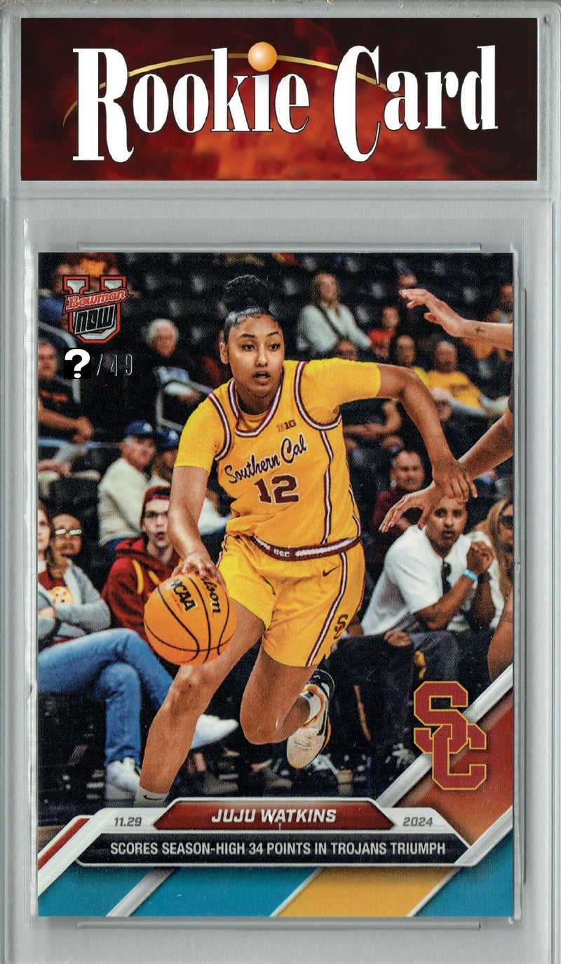 Certified Mint+ JuJu Watkins 2024 Bowman University Now #19 Blue SP 49 Made! Rookie Card USC