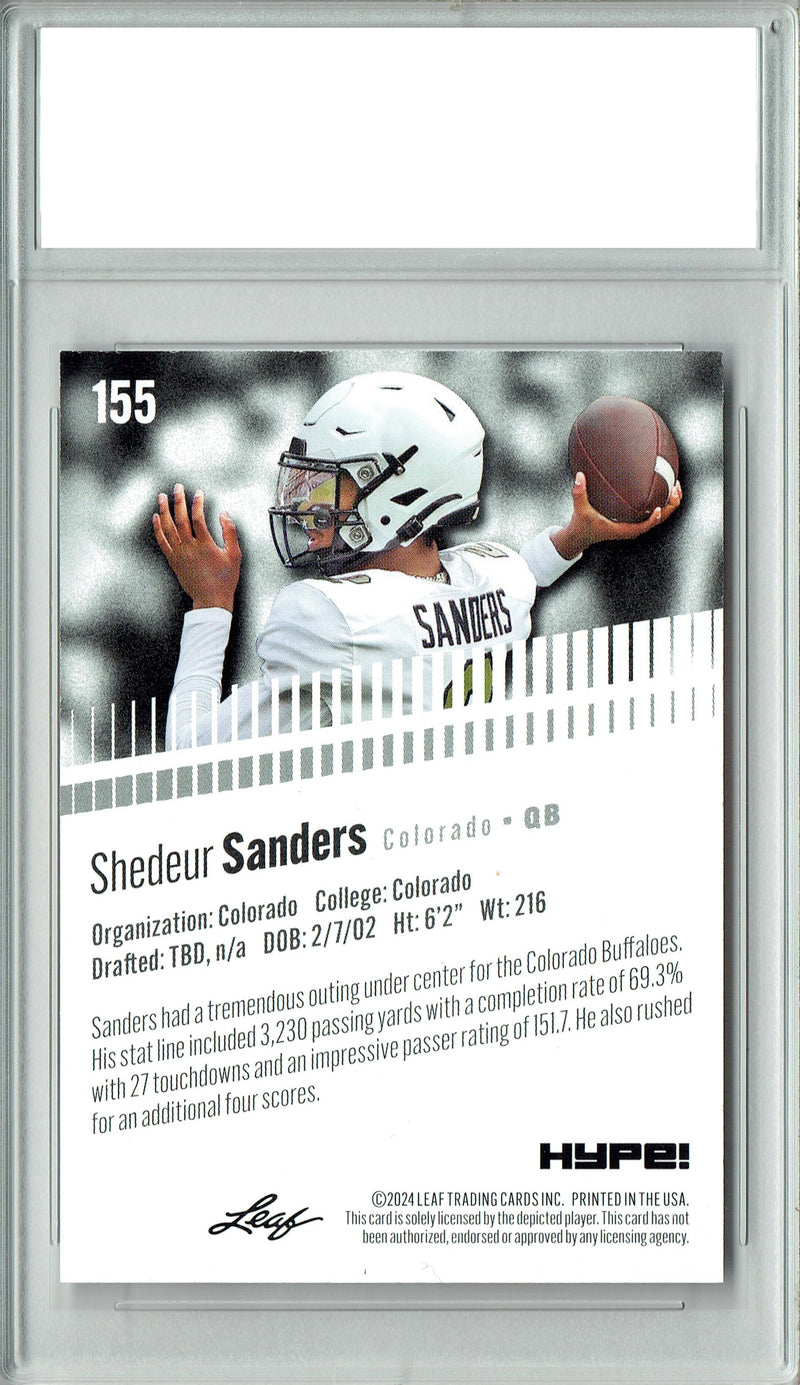 Shedeur Sanders Rookie Card Cleveland PGI 10 Gem Mint Football Trading Card 2024 Leaf Hype #155 Only 5000 Made