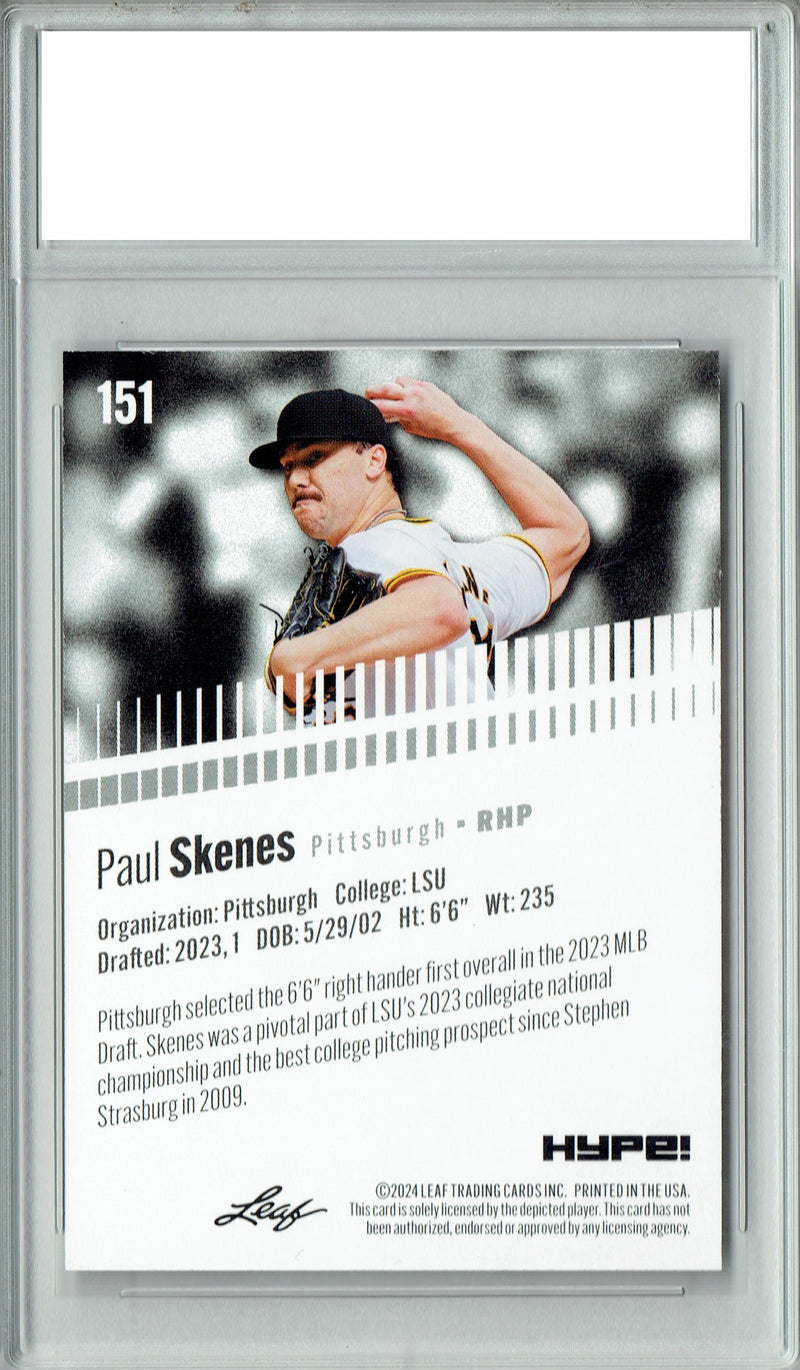 Certified Mint+ Paul Skenes 2024 Leaf Hype #151 Only 5000 Made Rookie Card Pittsburgh Pirates