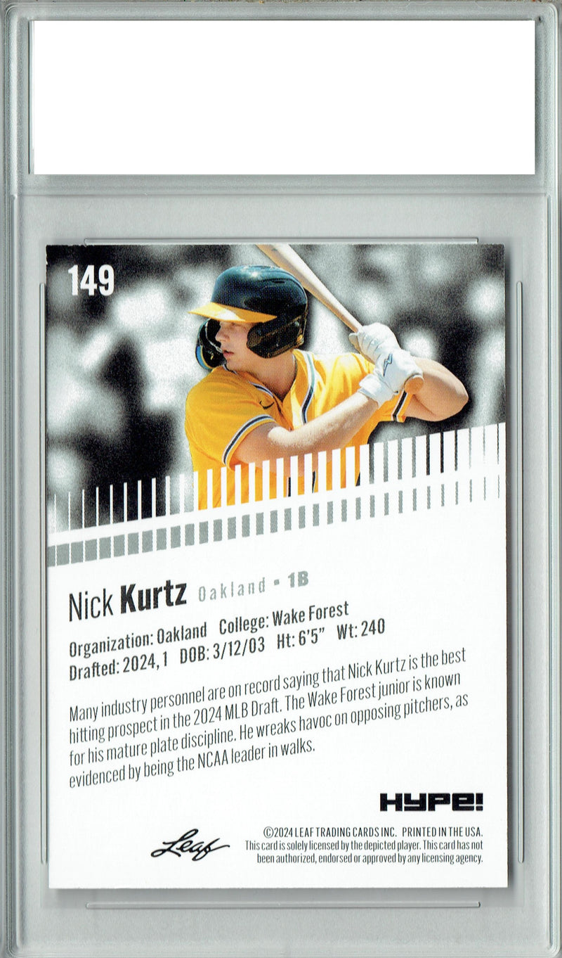 Certified Mint+ Nick Kurtz 2024 Leaf Hype #149 Only 5000 Made Rookie Card Oakland A's Athletics