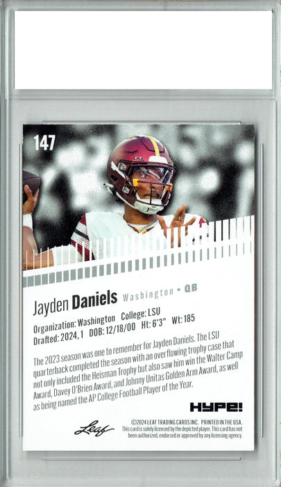 Jayden Daniels 2024 Leaf Hype #147 Only 5000 Made Rookie Card PGI 10