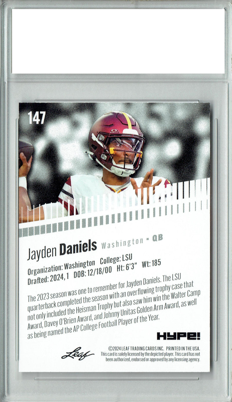 Jayden Daniels Rookie Card Washington Football Trading Card 2024 Leaf Hype #147 Only 5000 Made  Certified Mint+