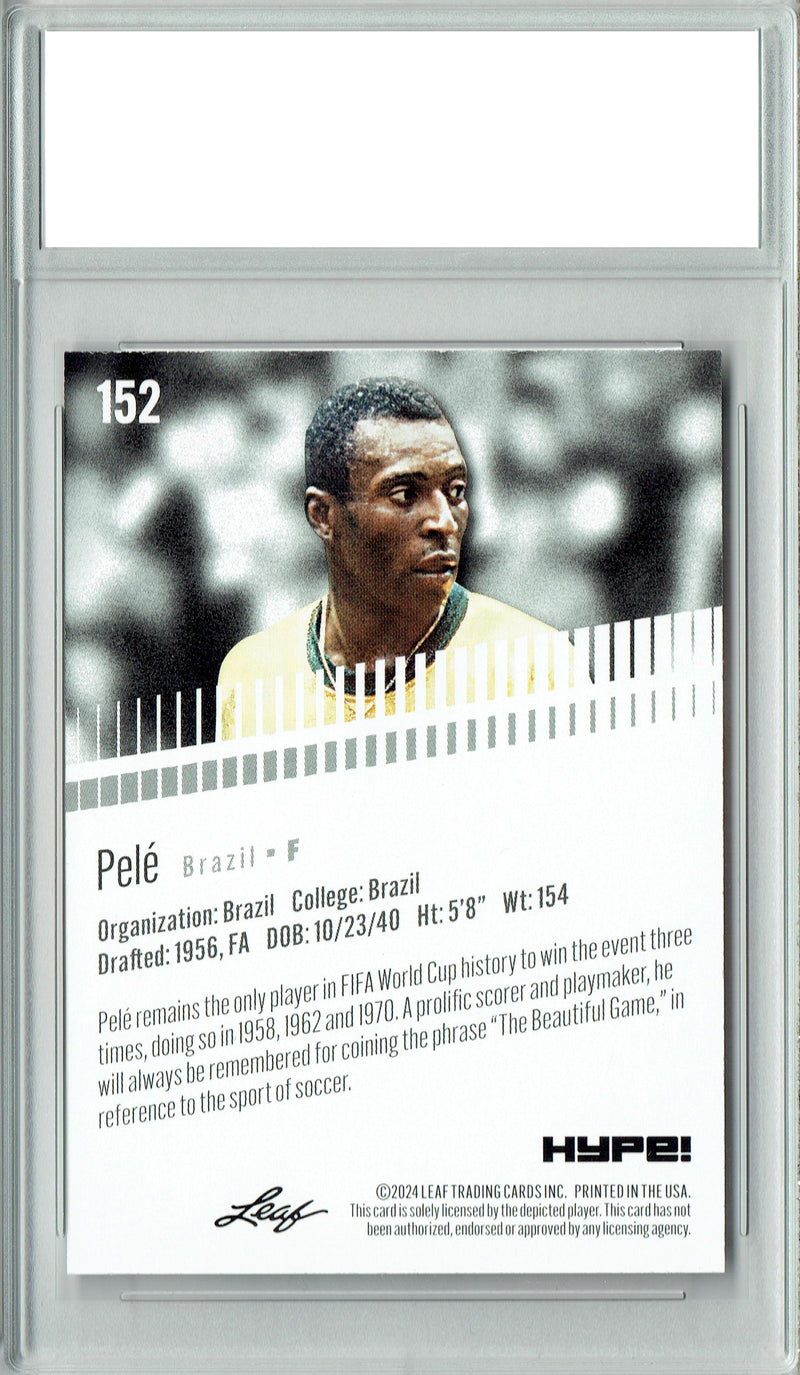Certified Mint+ Pele 2024 Leaf Hype #152 Only 5000 Made Rare Trading Card Brazil/Brasil