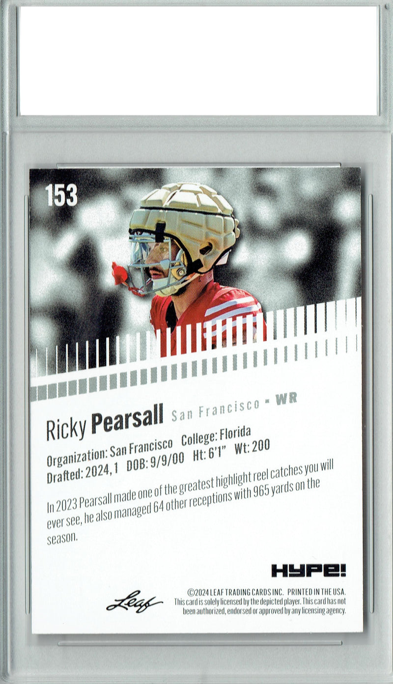 Ricky Pearsall Rookie Card San Francisco PGI 10 Gem Mint Football Trading Card 2024 Leaf Hype #153 Only 5000 Made