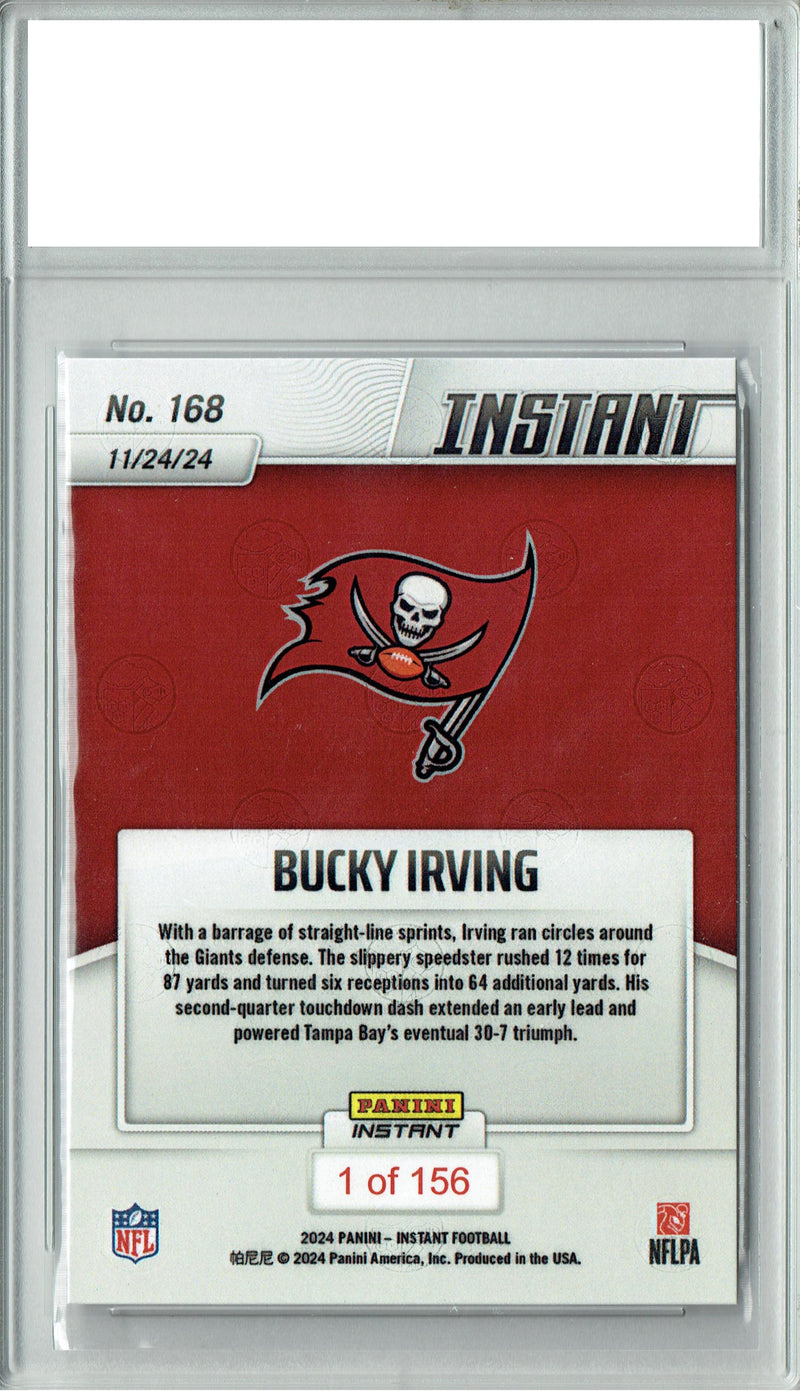 Certified Mint+ Bucky Irving 2024 Panini Instant #168 Only 156 Made Rookie Card Tampa Bay Buccaneers