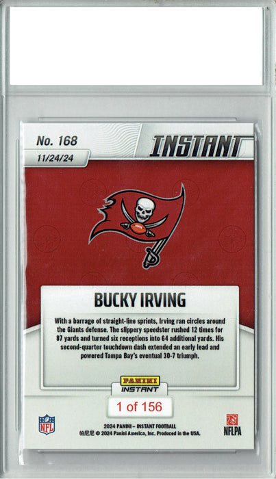 Bucky Irving 2024 Panini Instant #168 Only 156 Made Rookie Card PGI 10