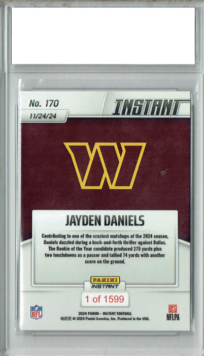 Certified Mint+ Jayden Daniels 2024 Panini Instant #170 Low Print Run: 1599 Rookie Card Washington Commanders