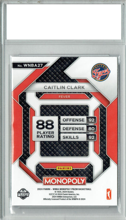 Certified Mint+ Caitlin Clark 2024 Panini #WNBA27 Monopoly Rookie Card Indiana Fever