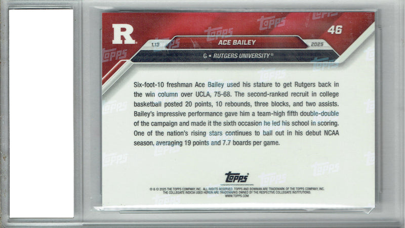 Ace Bailey 2024 Bowman University Now #46 Blue SP 49 Made Rookie Card PGI 10