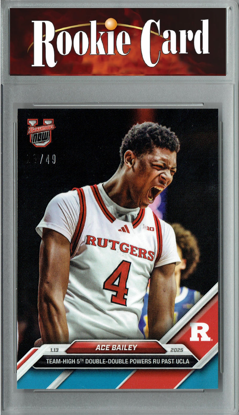 Certified Mint+ Ace Bailey 2024 Bowman University Now #46 Blue SP 49 Made Rookie Card Rutgers