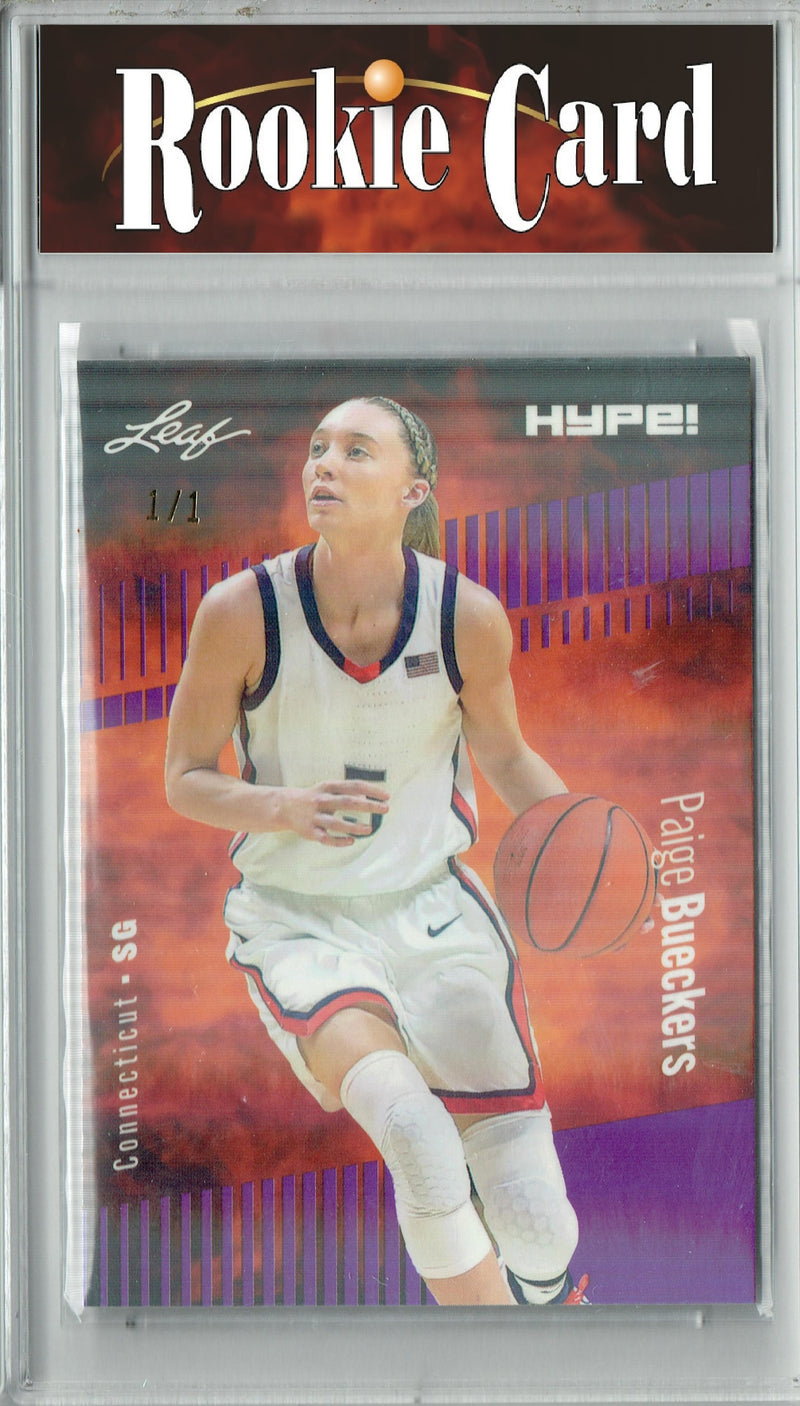 Certified Mint+ Paige Bueckers 2023 Leaf HYPE #131 Purple Shimmer #1/1 Rookie Card