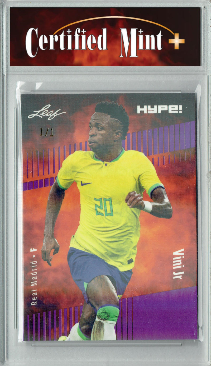 Certified Mint+ Vinicius Vini Junior 2023 Leaf HYPE #138 Purple Shimmer #1/1 Trading Card Real Madrid & Brazil National Team
