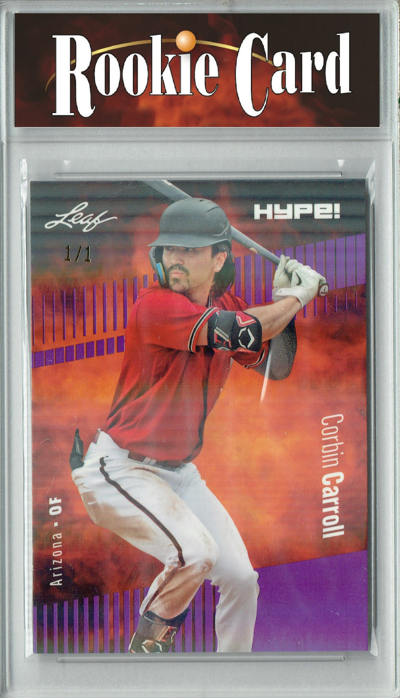 Certified Mint+ Corbin Carroll 2023 Leaf HYPE! #109 Purple Shimmer #1/1 Rookie Card Arizona Diamondbacks