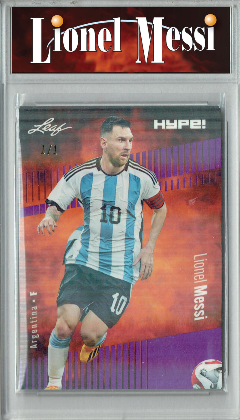 Certified Mint+ Lionel Messi 2023 Leaf HYPE #130 Purple Shimmer #1/1 Rare Trading Card Argentina