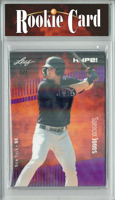 Certified Mint+ Spencer Jones 2023 Leaf HYPE! #136A Purple Shimmer #1/1 Rookie Card New York Yankees