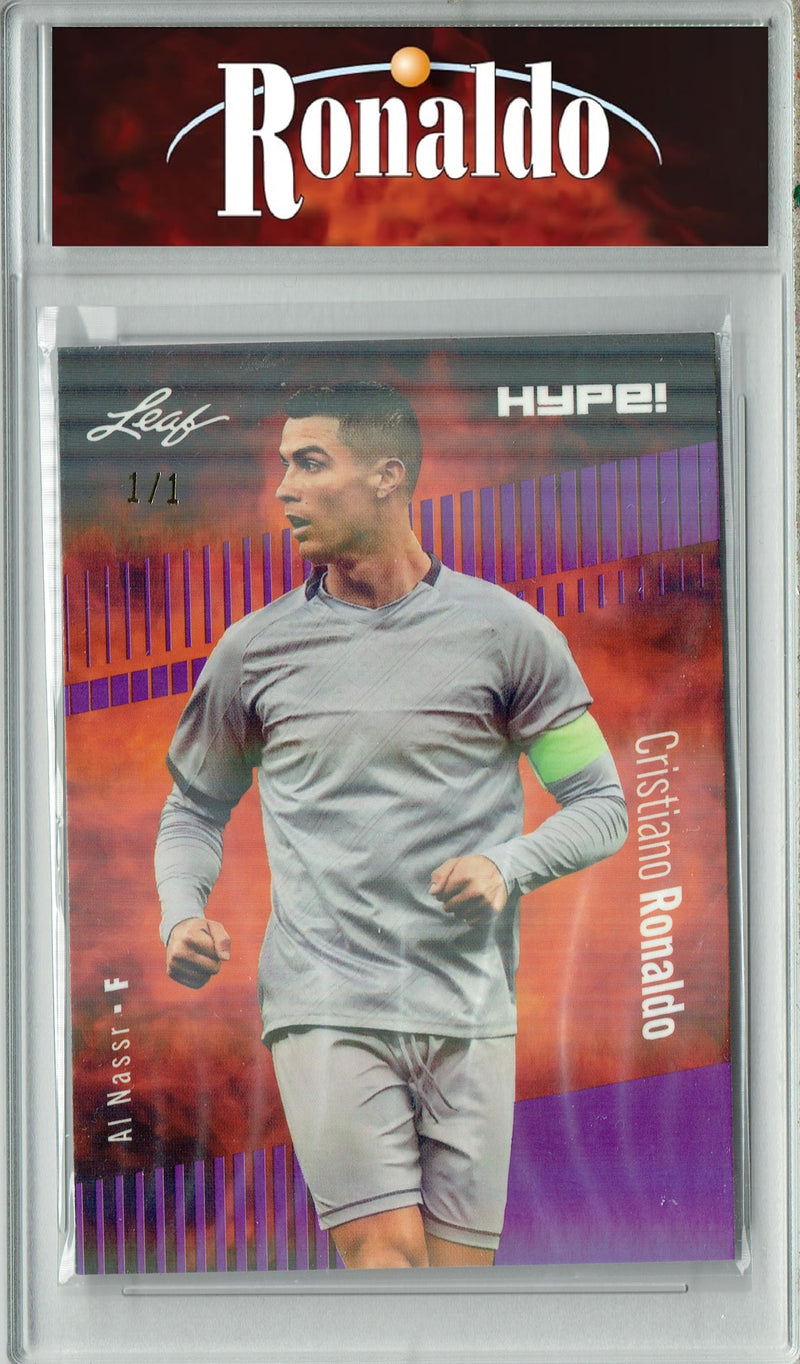 Certified Mint+ Cristiano Ronaldo 2023 Leaf HYPE #110 Purple Shimmer #1/1 Trading Card