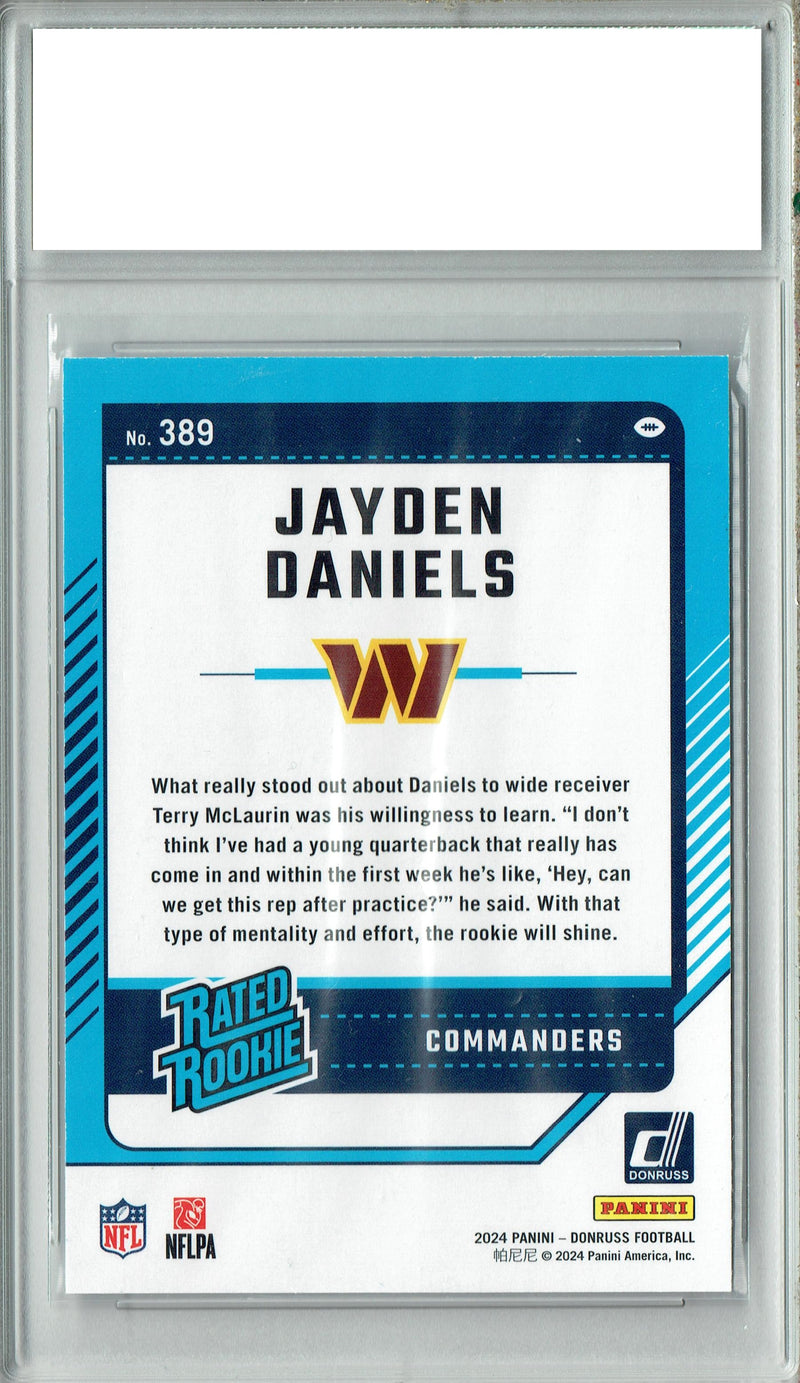 Certified Mint+ Jayden Daniels 2024 Donruss #389 Football Rookie Card Washington Commanders