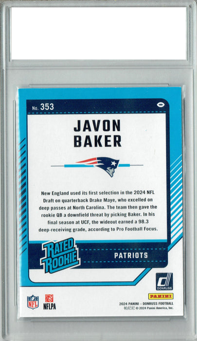 Javon Baker 2024 Donruss #353 Football Rookie Card PGI 10
