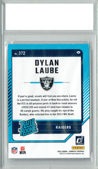 Dylan Laube 2024 Donruss #372 Football Rookie Card PGI 10