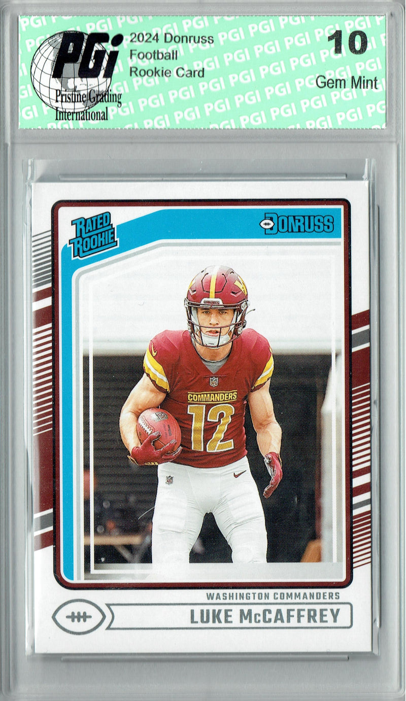Luke McCaffrey 2024 Donruss #302 Football Rookie Card PGI 10