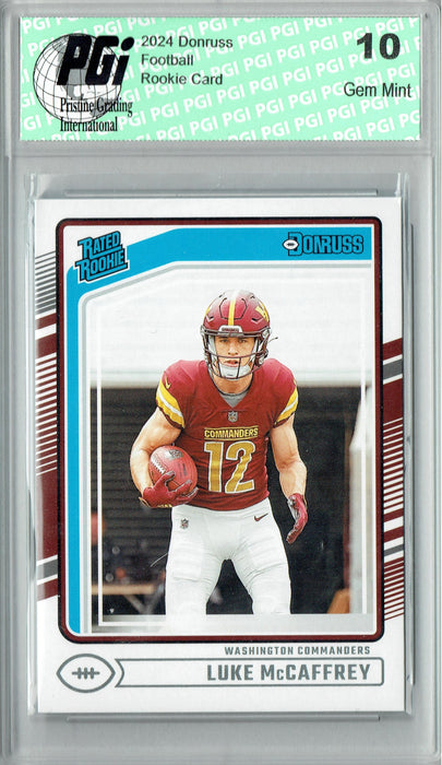 Luke McCaffrey 2024 Donruss #302 Football Rookie Card PGI 10