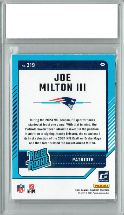 Joe Milton III 2024 Donruss #319 Football Rookie Card PGI 10