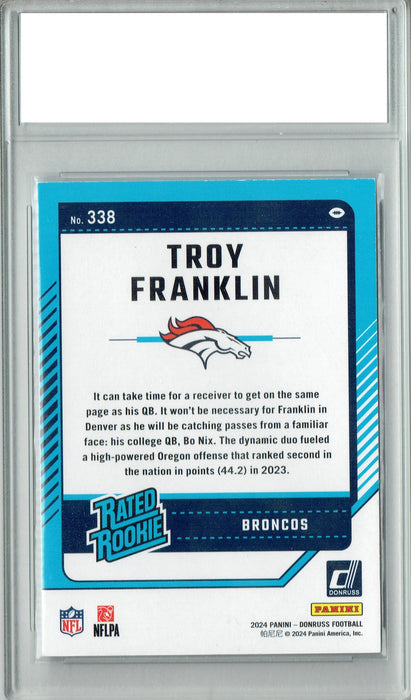 Troy Franklin 2024 Donruss #338 Football Rookie Card PGI 10