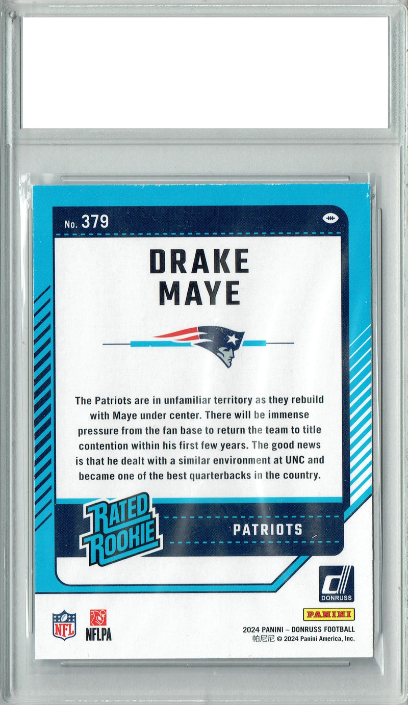 Certified Mint+ Drake Maye 2024 Donruss #379 Football Rookie Card New England Patriots