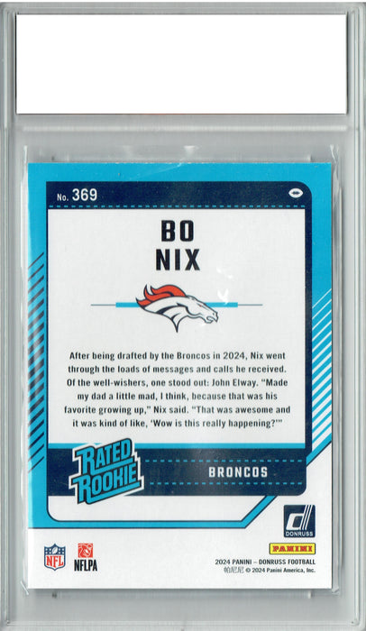 Bo Nix 2024 Donruss #369 Football Rookie Card PGI 10