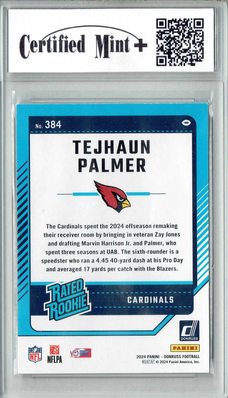 Tejhaun Palmer 2024 Donruss #384 Football Rookie Card PGI 10