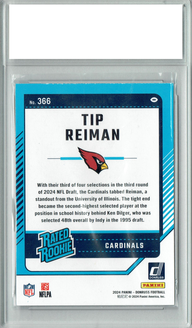 Certified Mint+ Tip Reiman 2024 Donruss #366 Football Rookie Card Arizona Cardinals