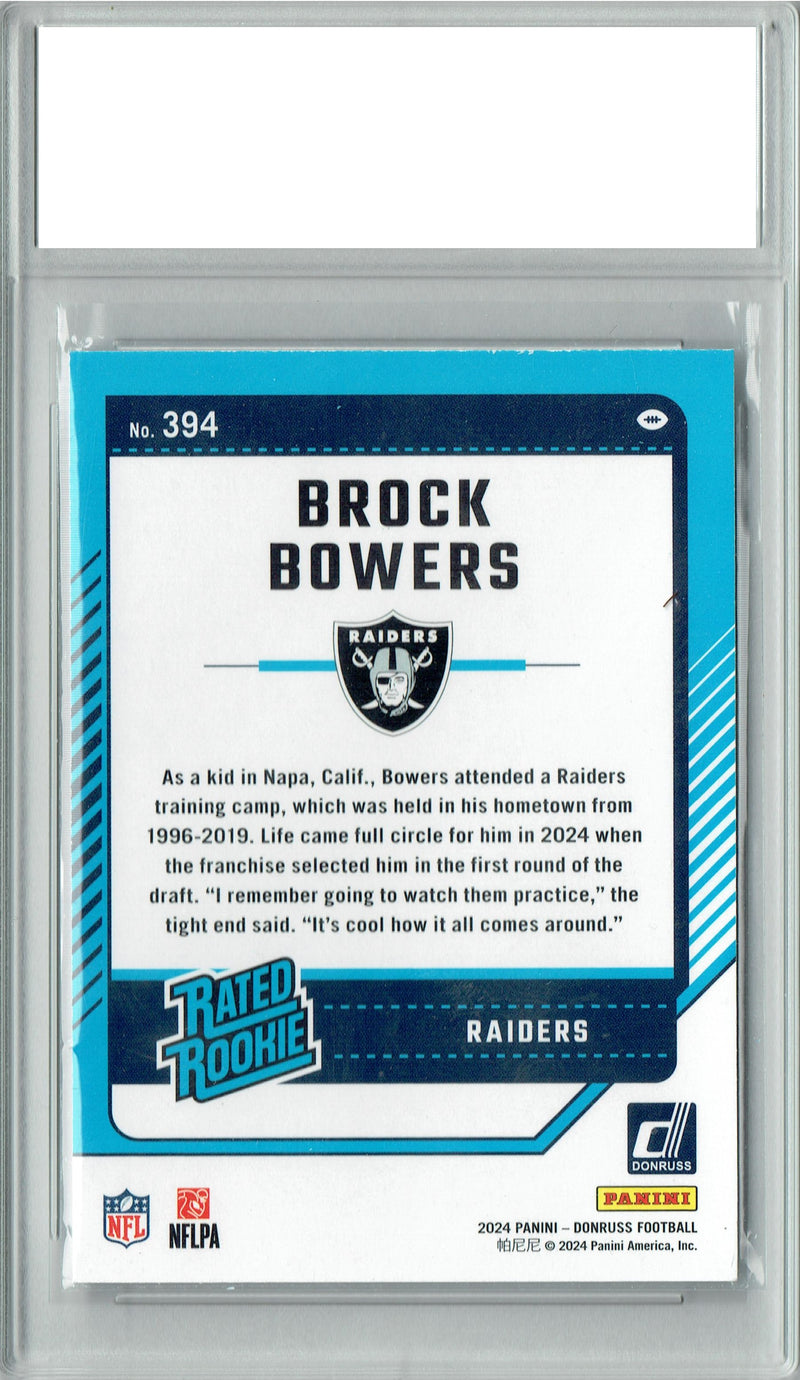 Brock Bowers 2024 Donruss #394 Football Rookie Card PGI 10