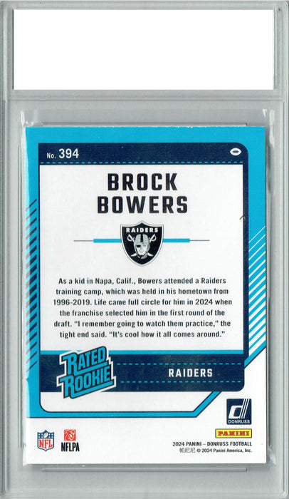Certified Mint+ Brock Bowers 2024 Donruss #394 Football Rookie Card Las Vegas Raiders