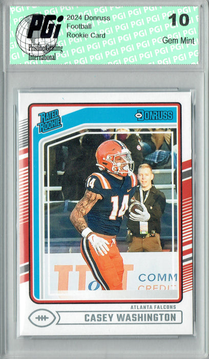 Casey Washington 2024 Donruss #392 Football Rookie Card PGI 10