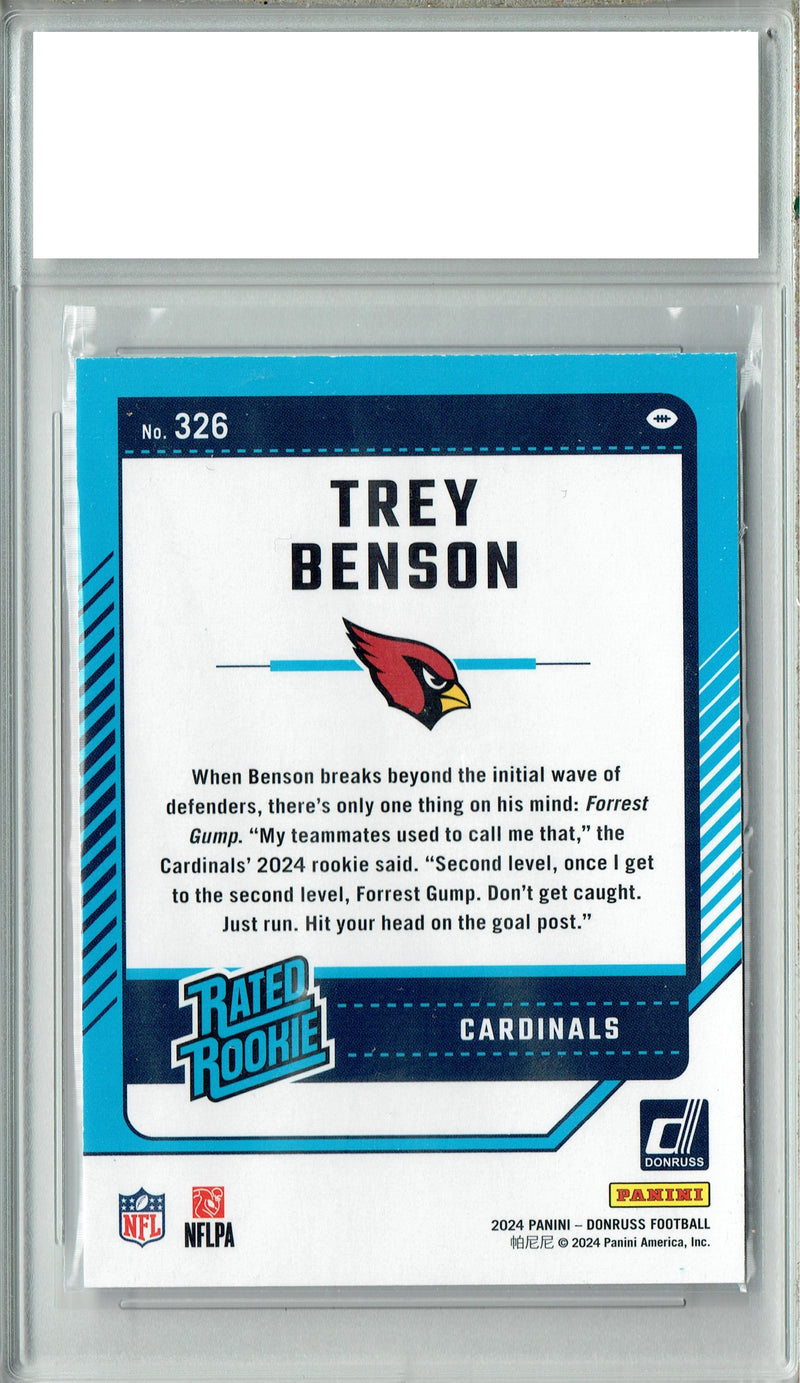 Certified Mint+ Trey Benson 2024 Donruss #326 Football Rookie Card Arizona Cardinals