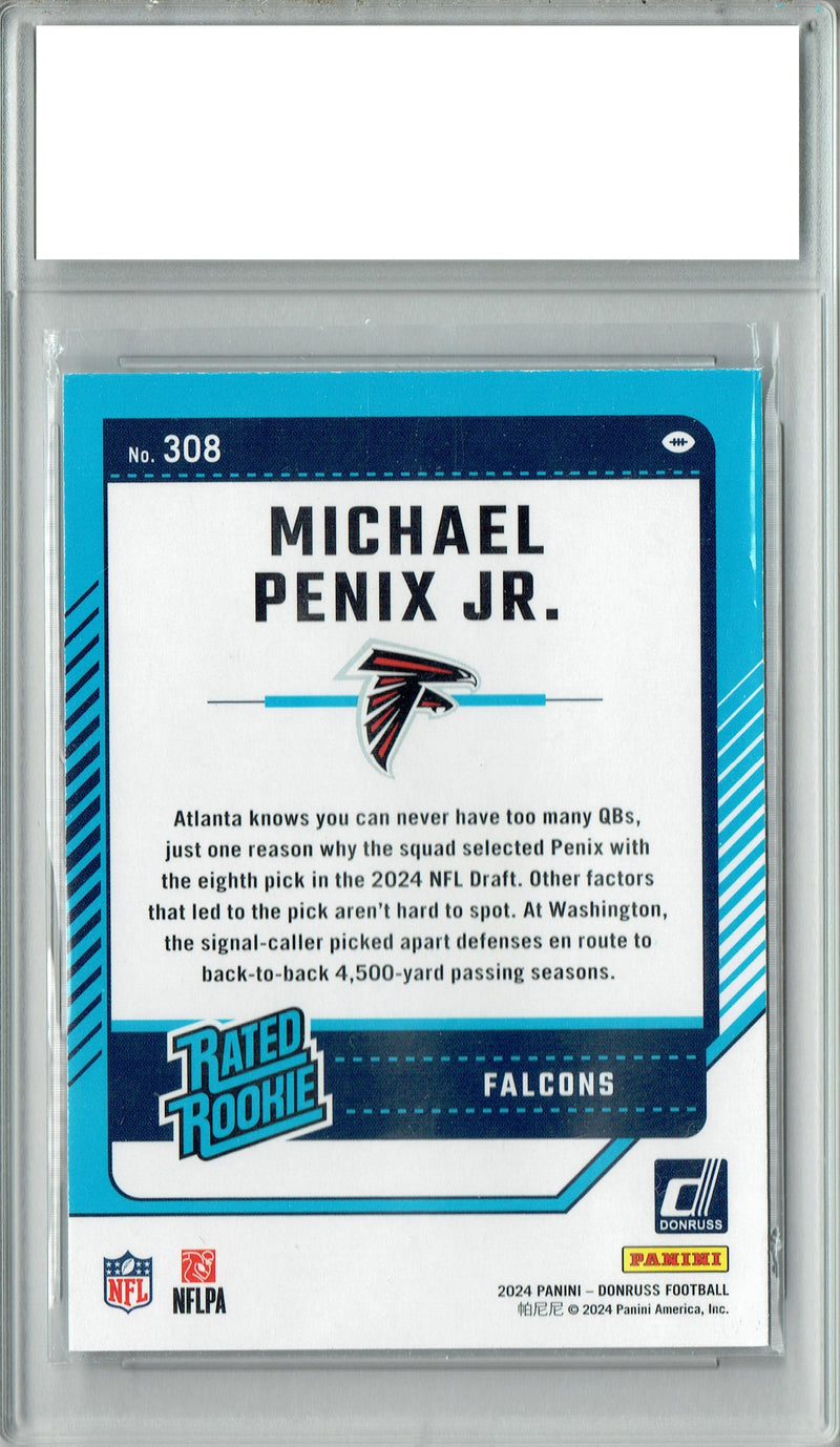 Certified Mint+ Michael Penix Jr. 2024 Donruss #308 Football Rookie Card Atlanta Falcons
