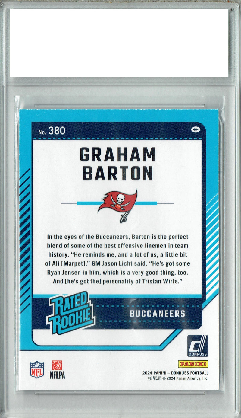 Certified Mint+ Graham Barton 2024 Donruss #380 Football Rookie Card Tampa Bay Buccaneers