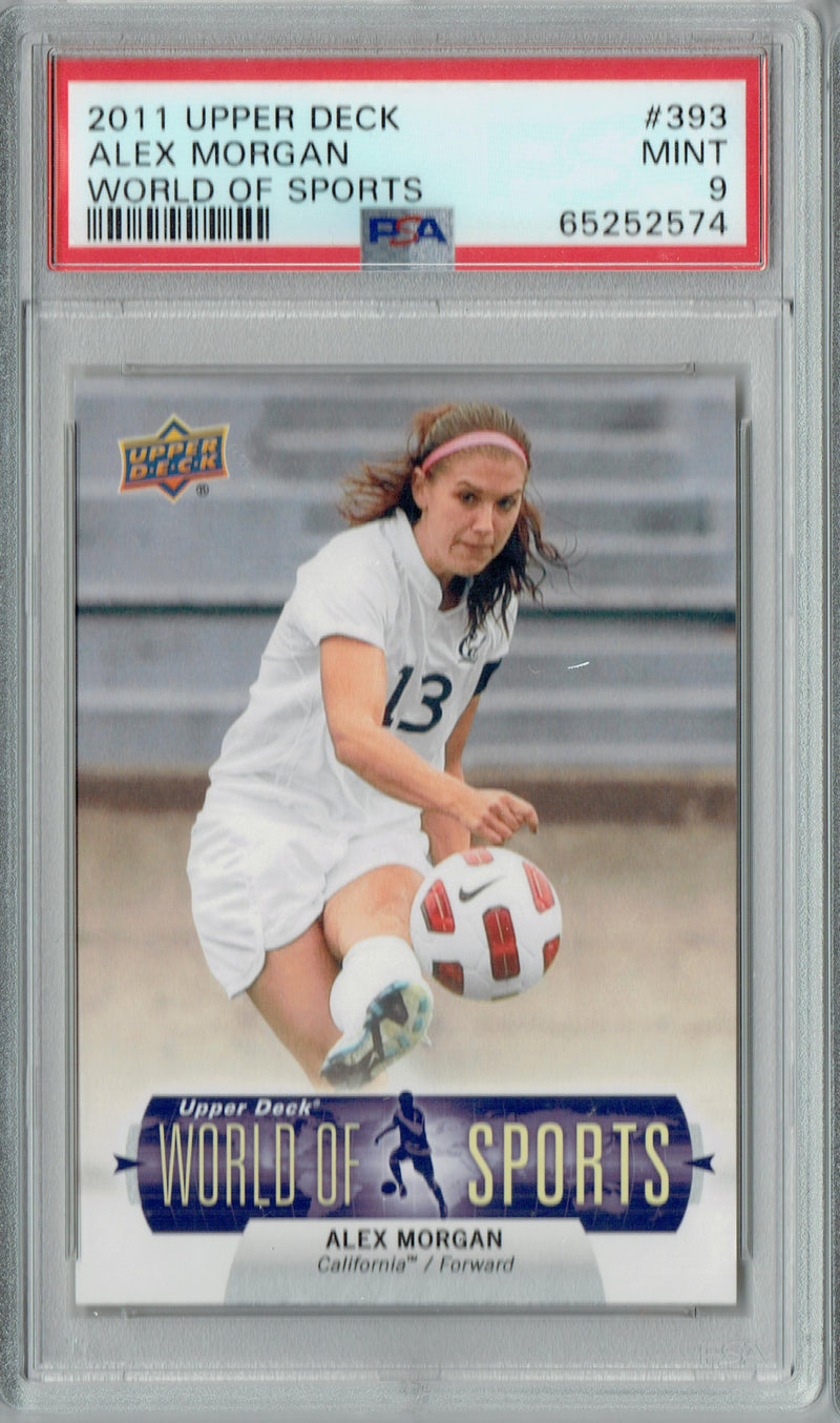 PSA 9 Alex Morgan 2011 Upper Deck #393 World of Sports Rookie Card San Diego Wave