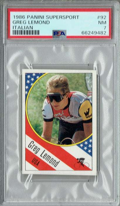 PSA 7 Greg Lemond 1986 Panini Supersport #92 Italian Rookie Card