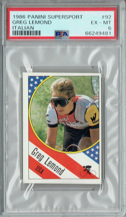 PSA 6 Greg Lemond 1986 Panini Supersport #92 Italian Rookie Card
